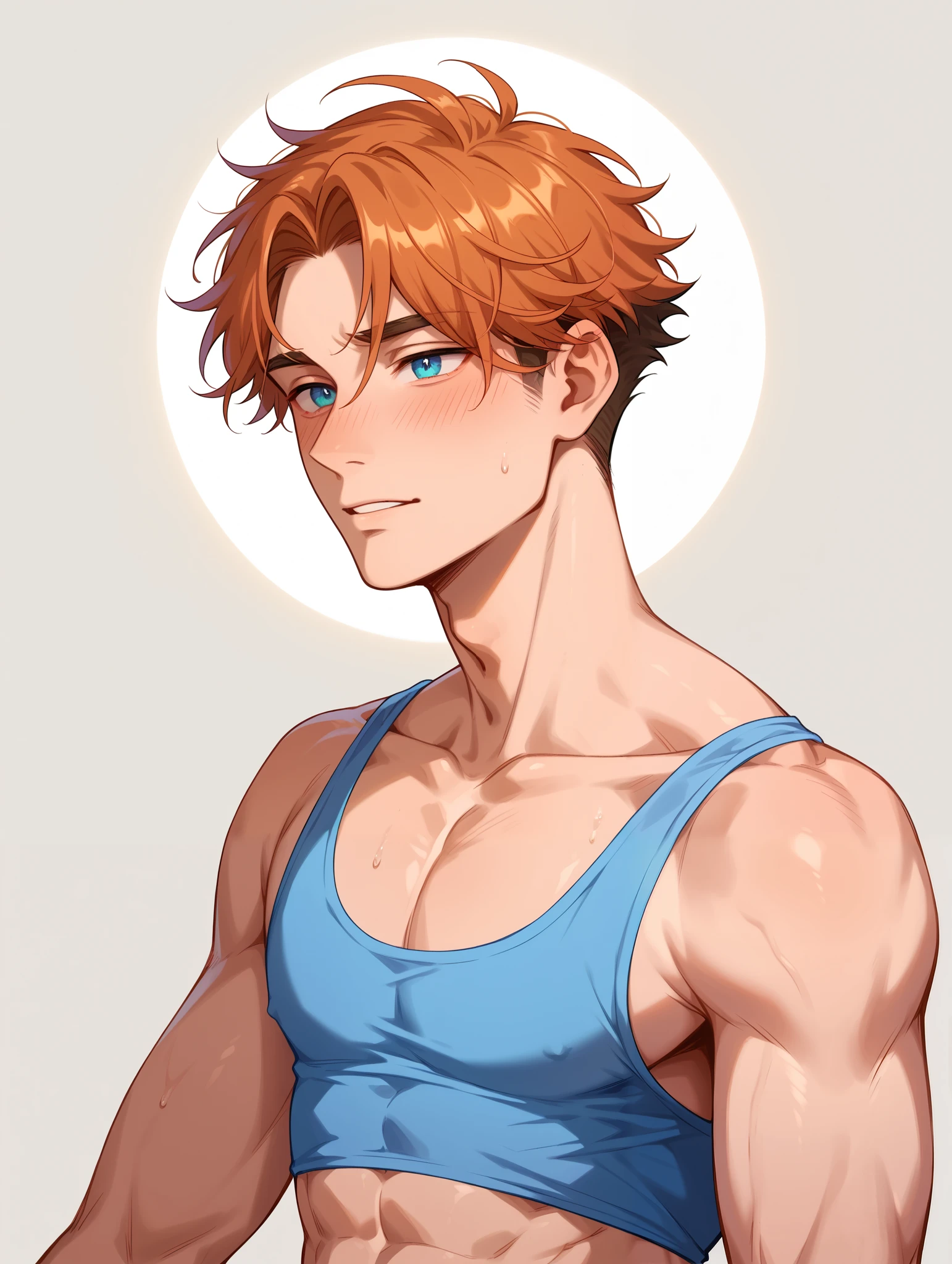 (masterpiece, best quality),1boy,nakeness,(younge boy,Kid's face,Juvenile faces),a baby face,Delicate big eyes,Keep your eyes open,Smooth and delicate skin,(Lewdness),infancy,sideface,snowfield,Large ice cubes,Blue-violet aurora,Lewd expression,,infancy,Young age,Huge blue-white ice cubes,Short round face,Flat chin,Fine face in detail,Colored briefs,musculous,Short bright orange hair,Sky blue eyes,opens his eyes wide,复杂,full bodyesbian,nakeness,Lewdness,Teal briefs,Pectoralis abdominal muscles,Blue-violet aurora,the night,Blue-violet aurora,vivd colour,(depth of fields:1.2),(abs),looking at viewert,A top-down perspective,snowfield,Arms drooping,Falling snowflakes,There are a lot of diamond-shaped ice cubes on the ground,cold temperature,A top-down perspective