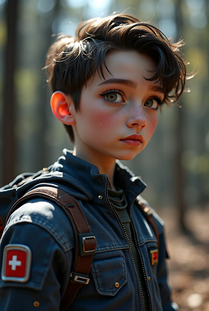 One with short hair and green eyes, The 100 style