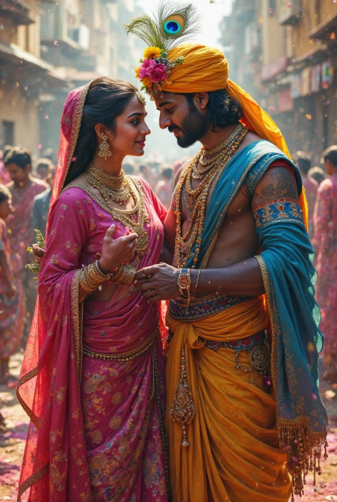 a beautiful hindu woman set on bed in a red sari,ornate jewelry,intricate patterns,dopata on head,smilling,in arms of a masculine muslim man have a belt in has hands wearing white salwar hairy chest brown haton head,looking in aggration,in wedding room,orange lightning,detailed portrait,photorealistic,cinematic lighting,vibrant colors,chiaroscuro,dramatic composition,highly detailed,award winning photo,8k,masterpiece