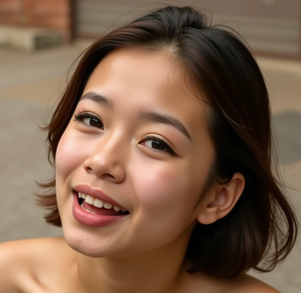 Seoul, 1982, A young korean beautiful girl, 22-year-old, sexy girl, strikingly beautiful, black hair, big breasts, delicate facial features, porcelain skin, red lips, expressive eyes, ((awe and joy expression)), (((girl all nude))), ((hairstyle of the 1980s)),(pin up style), There was a lot of hair on her pussy, girl squatting on the floor, open legs in an M shape, lift hands and behind head, from front, (((open mouth and tongue out))), (((cum streaked on girl's face))), construction site brick, a garbage dump, in the abandoned and destroyed building, (((semen in my face))), (((There are construction workers in the background. many people gangbang 1 girl, construction workers looking at the girl,))) (crowd of construction workers:1.3), (construction workers hug girl around waist:1.4),