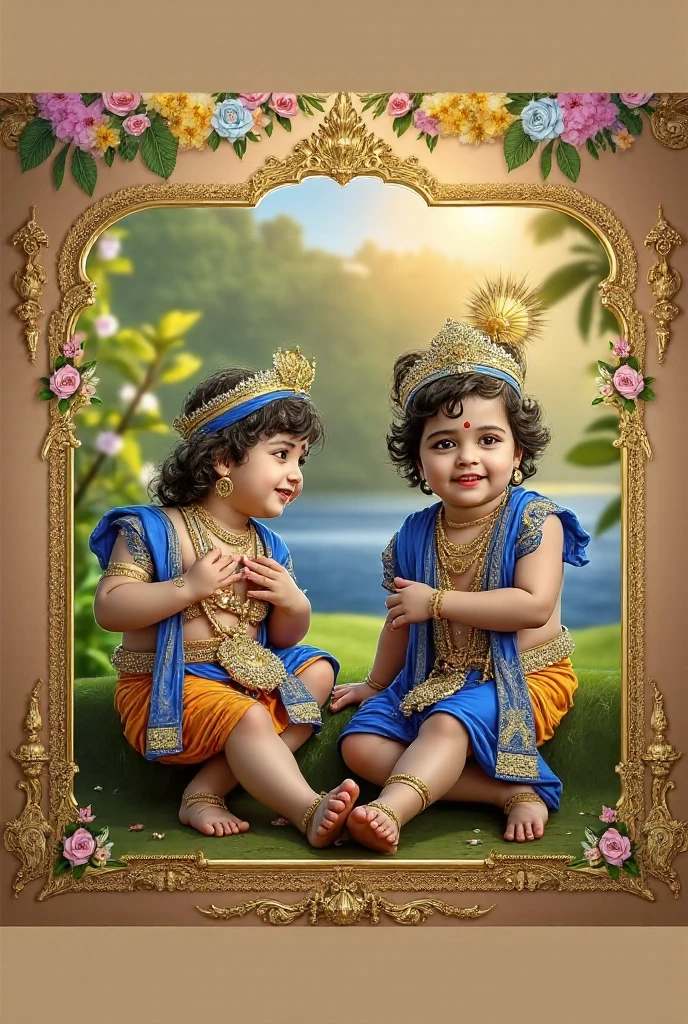 Tamil god baby murugan & baby Valli with baby peacock