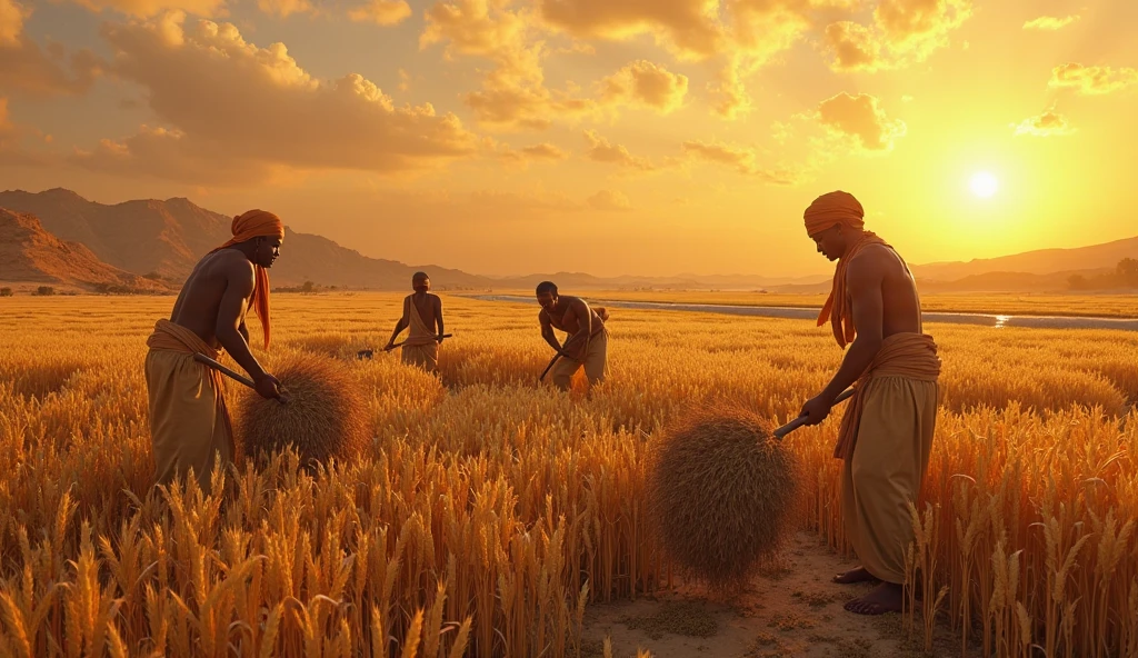 people farming with primitive technology in ancient