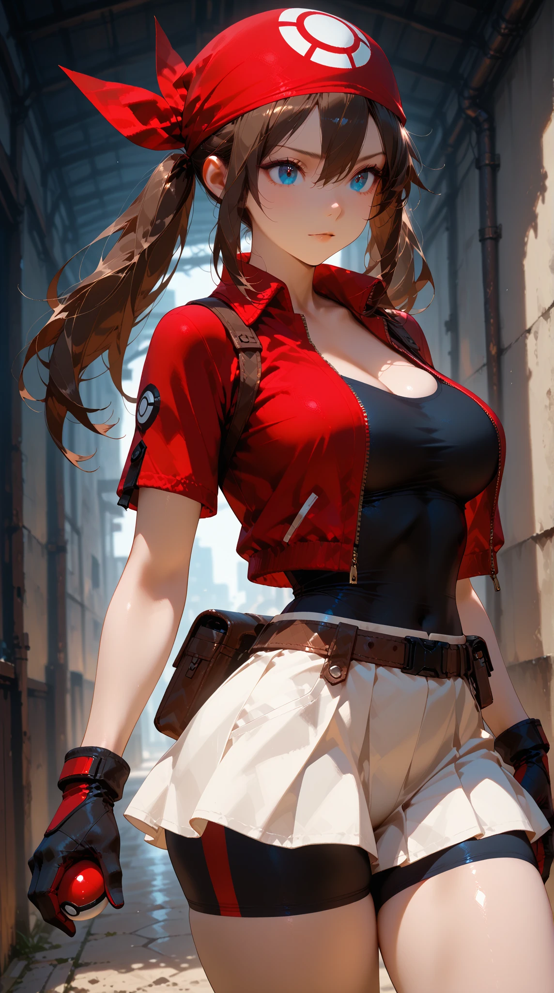 masterpiece, best quality, very aesthetic, absurdres, 1girl, mature_lady, ,aerith_gainsborough, final_fantasy, final_fantasy_vii, final_fantasy_vii_rebirth, final_fantasy_vii_remake, 1girl, green_eyes, hair_ribbon, brown_hair, long_hair, braid, braided_ponytail, bangle, bracelet, breasts,,armor, armored_dress, blue_cape, blue_dress, blue_ribbon, breastplate, cape,dress, faulds, fur-trimmed_cape, fur_trim, gauntlets,long_sleeves,,on the rooftop of a tall building,blur background,background defocus,wet_clothes
