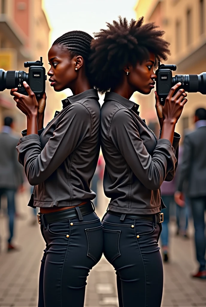 objective, attire, a muscular dark skin supermodel Moor with tiny chest + Tapered waist + HUGE ass, UHD, wide buttocks hips, she's wearing (long) sweater dress with (cuffed) ankle boots, DSLR, extremely sophisticated long neon feathered fade mohawk:2, Vaporwave, most widely trapezoidal hips, high details, zero waist:2, photography, pastel orange room, highest resolution, Womancore, ultra photo realistic skin, no nudity   