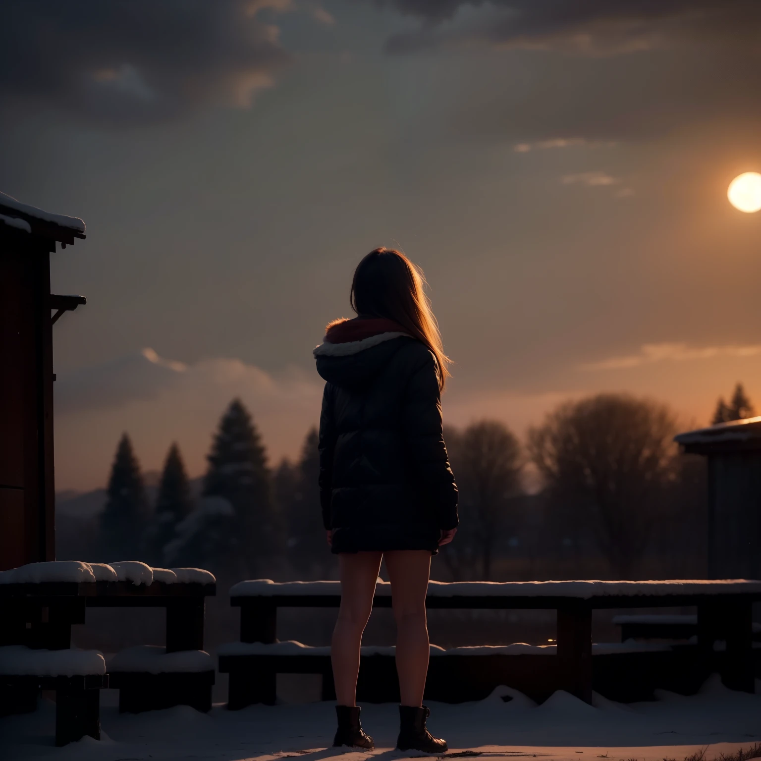 dusk, dramatic sky with warm colors,picturesque landscape,atmospheric lighting,detailed foreground foliage,rural countryside scenery,4k,photorealistic,cinematic,dramatic,muted color palette,serene,tranquil