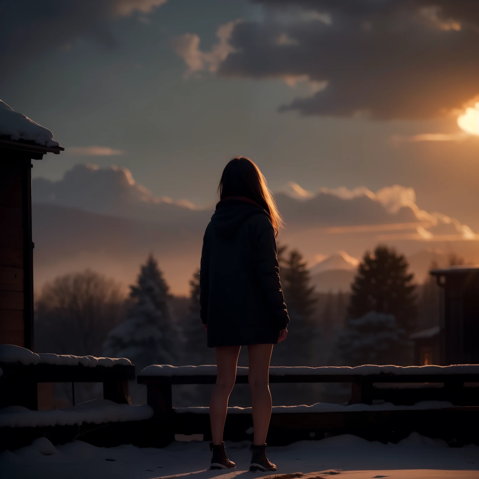 dusk, dramatic sky with warm colors,picturesque landscape,atmospheric lighting,detailed foreground foliage,rural countryside scenery,4k,photorealistic,cinematic,dramatic,muted color palette,serene,tranquil