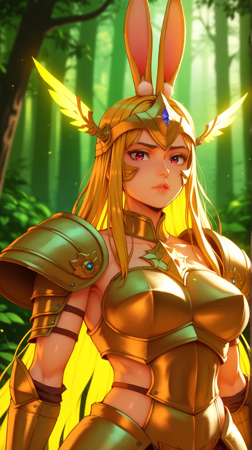 une femme, 25 ans, manga, cheveux longs, cheveux de couleur verte, armure d'or, armure du belier, saint seiya, seiya, Aries, horned helmet, chevalier du zodiaque, dans un Grèce antique, temple antique, gold epaulettes in the shape of large ram&#39;s horns