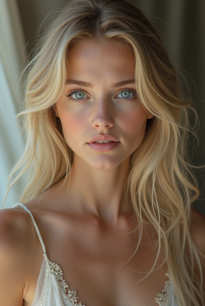 (Better image quality) a beautiful blonde woman with blue eyes ;very atractive. 