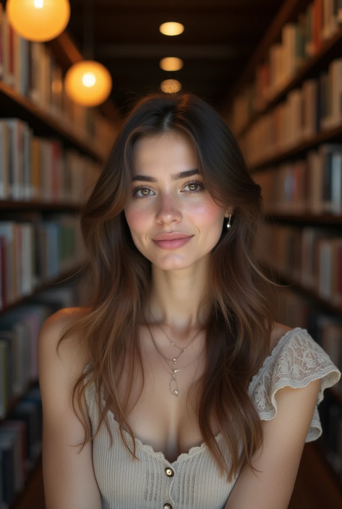(low angle, closeup on face:1.2) photo of <lora:HaileyGrice_v1:0.9> HaileyGrice, she is wearing shoulder sash , she is wearing hair ornament, her hair is styled as long wavy hair, BREAK she is (sitting in a comfy chair at the library:1.1), hash flash lighting, shot on Leica M3, Fujicolor Pro ,