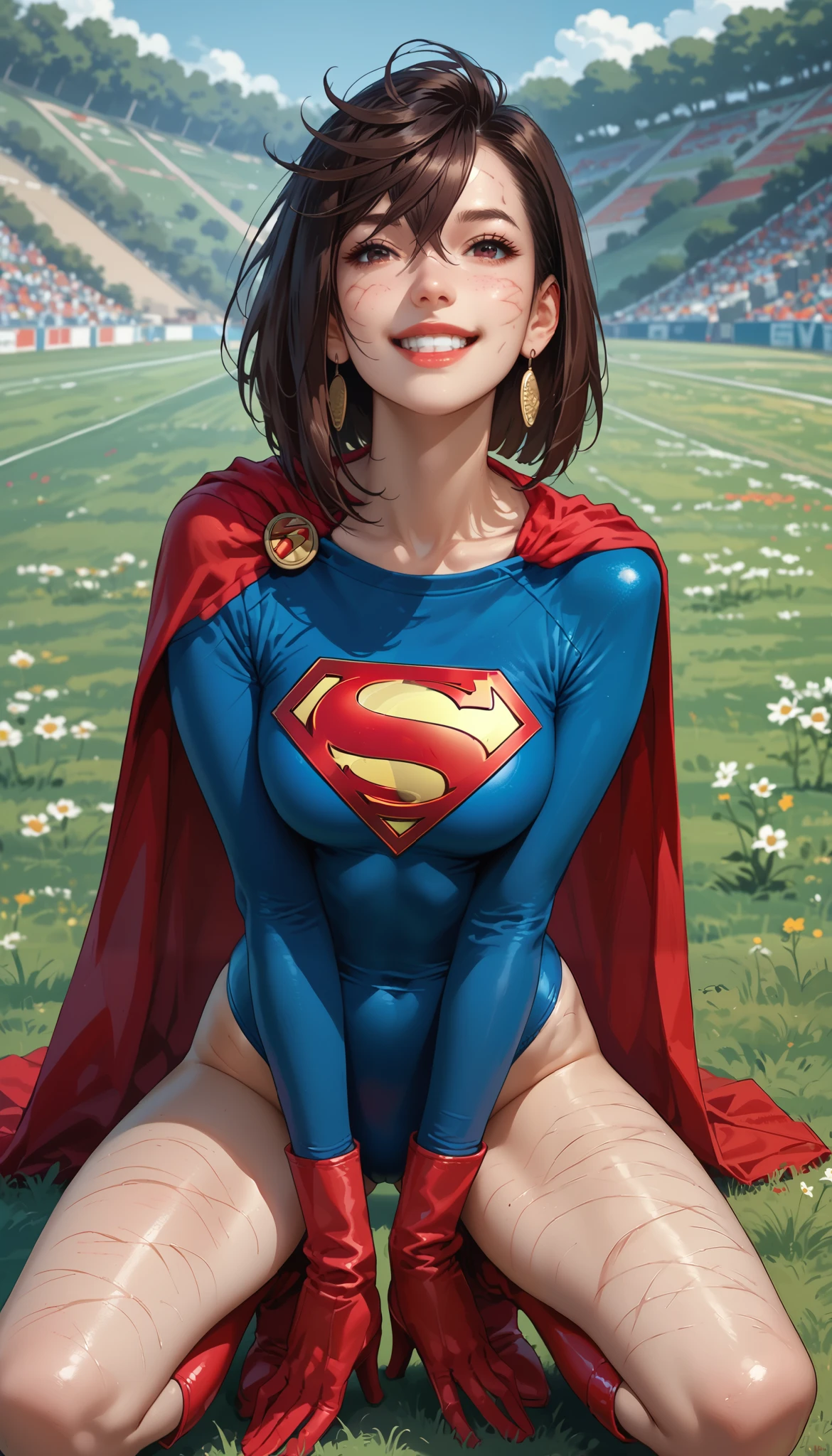(masterpiece:1.3), (8k, Realistic, RAW Photos, highest quality: 1.4), Absurd, Charm, Ultra-high resolution, Ultra-realistic, Very detailed, Golden Ratio, (Realistic), (Best Shadow), Low contrast, (Complex:1.4), Side lighting, 8K, Beautiful Face, (Realistic Face), Beautiful hairstyle, Realistic eyes, Beautiful fine details, (Realistic Skin), Beautiful Skin, (One girl), ((Sasha Calle)), ((SUPER GIRL)), (Accurate hand and finger depiction), Supergirl Women, ((Red cloak)), (Black Hair, Handsome Short:1.3), glamorous, (Eyes closed, Painful expression:1.0), (Flushing) , (Sweat), NSFW ((fellatio)), (Giving a blowjob), (Blowjob face), deep throat, ((cum on face:1.2)), (cum on mouth:1.1), BREAK (1boy, 1penis:1.1), real penis, ((Thick penis)), Penis with protruding blood vessels, (projectile cum:1.2, excessive cum:1.3), cowboy shot