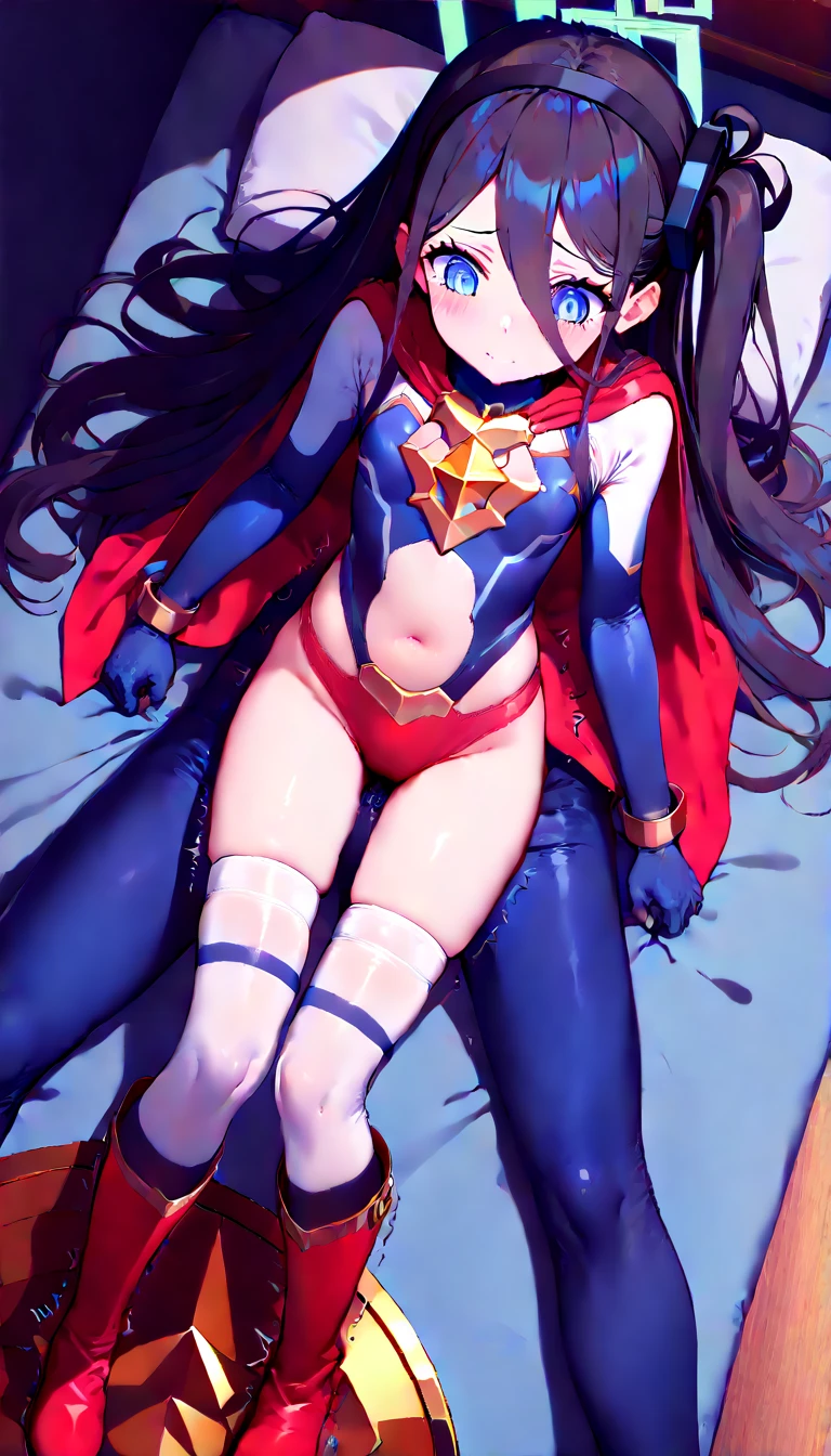 best quality,masterpiece,1girl,solo,(((NSFW))),(((9years old))),japanese girl,an extremely cute and beautiful girl,highly detailed beautiful face and eyes,petit,cute face,lovely face,baby face,shy smile,show teeth,red hair,medium long hair,Hairless pussy,flat chest,skinny,slender,(((wearing revealing Batwoman costume))),(((lying in bat cave)),she is looking at the viewer,she is touchng her pussy,(no panties:1.1),(legs spread wide:1.1),(no bra:1.1)