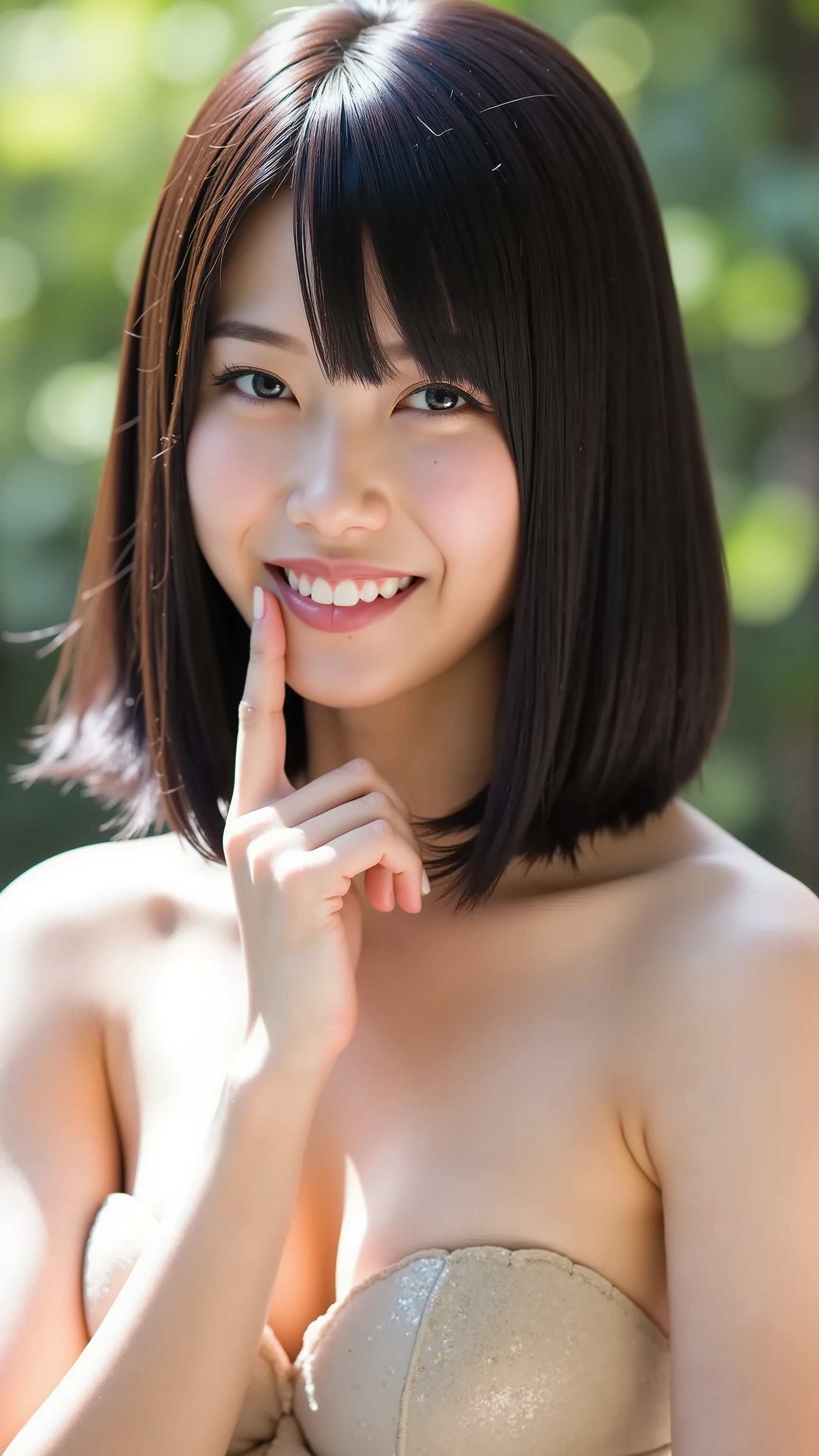 8k, (Surrealistic: 1.35), (realistic: 1.4), one beautiful japanese girl, smile, One, light makeup, masterpiece, excellent quality, high quality, puberty, (((Completely naked!)))、 ((perfect body)), ((best image quality)), ((time)), ((very delicate and beautiful)), ((very shallow depth of field)), nffsw, ((incredibly shallow depth of field. familiar with)), (((very delicate and beautiful))), (((very shallow depth of field))), nffsw, (((incredibly absurd))), (((perfect body))), (((black bob cut hair )))), (((long hair)))), (((camera eye))), (((small))), (((happy and best smile))), poor, Own + background, dynamic angle, female focus, {particles of light}, detailed background, ((paul hedley)), soft lighting, (dramatic) sunset), sunset, very beautiful sunset, live action, realistic, top angle, cute smile, (background blur), 18-year-old, skinny, ((strong wind)), ((movement ))), ((emotion)), ((colorful)), ((baby face)), ((beautiful teeth)),
