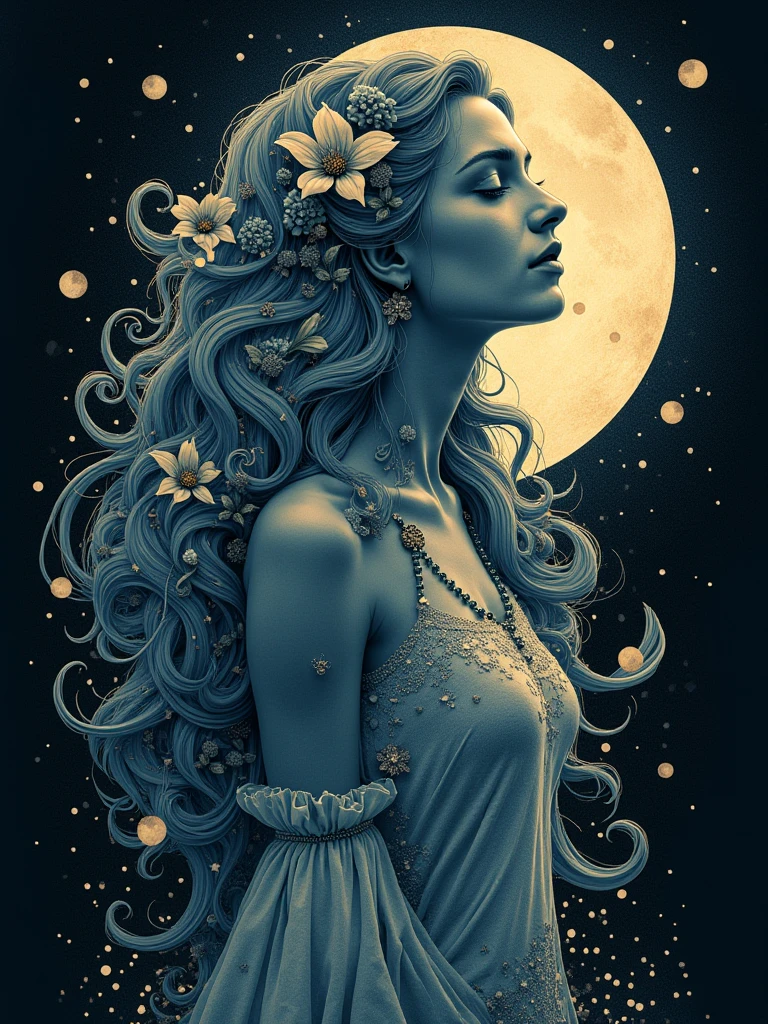 style of Aaron Horkey & Anne Bachelier fusion, Poster close-up, A delicate (tiny woman:0.8), illuminated by a (fast light void:1.5) revealing her intricate details and hidden beauty in a surreal landscape filled with (ethereal flora:1.2).