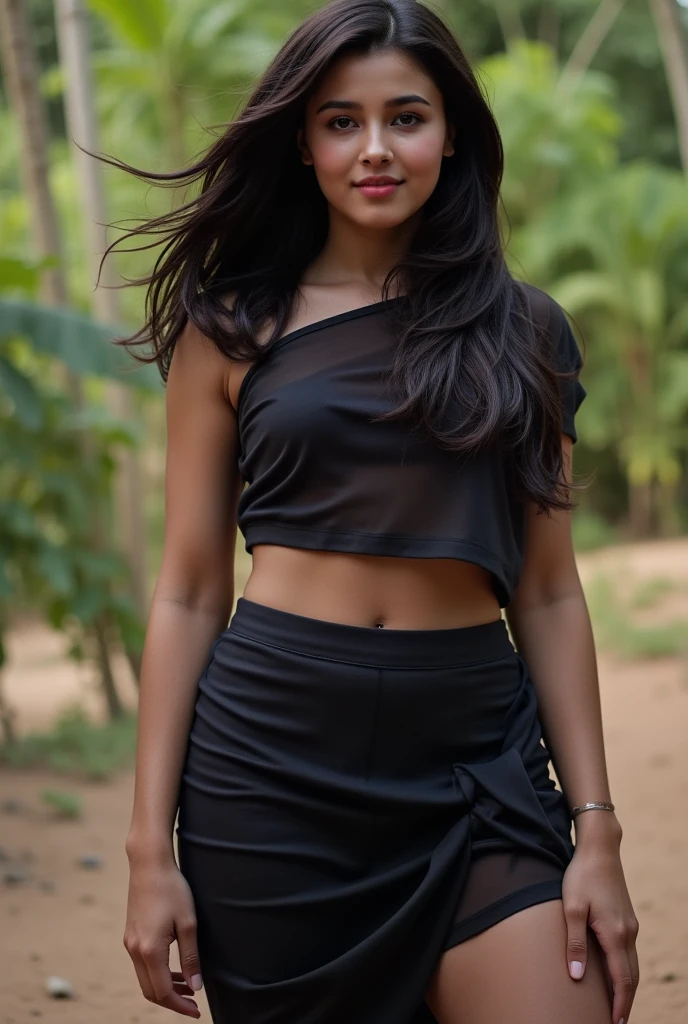 Hot beautiful Indian girl in black skirt