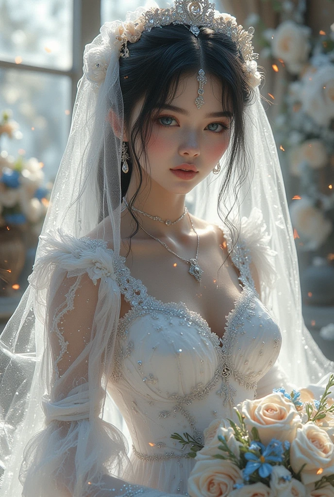 high quality, best quality, photo-realistic, raw-photo, realistic, ultra realistic 8k cg, ultra-detailed, High definition, masterpiece, 1girl, early morning, messy hair, sleepy, raw, rimlight, backlighting, attic, flowerpetals, detaile face and eyes, intricate details, detailed texture, finely detailed, rimlight, sunburst, godrays through window, wet skin, sweaty, Sharp focus, elegance, render, octane, detail, award-winning photography, masterpiece, rim lighting