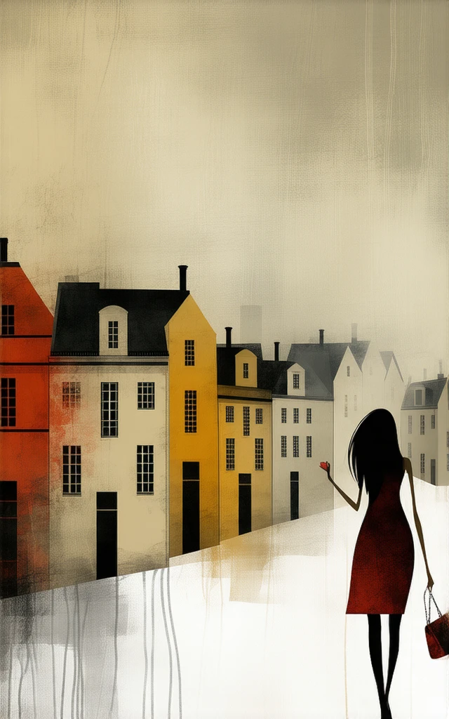 an award winning picture, black&white film noir atmosphere, photorealistic, (best detailed: 1.5), of the red windows of Amsterdam, best detailed picture in (black and white:1.5), a picture of a street on the river, you see the length of the street, the buildings from its start on the street are one or two stories high, its night time, model715(red lights:1.5) coming from the windows of the buildings, the other side of the street is the a river, there is a (woman, standing with her back to the camera: 1.2), woman in (black and white:1.5) dynamic hair, ultra feminine, she is wearing pantyhose, short skirt, and wearing high heels, the picture is a from street's floor, you see the street to the left, there are the buildings and the light coming from them, and from the right side there is the river, the woman is standing in the street, its night time, there is moon light and stars, ultra best realistic, best details, best quality, 16k, (ultra detailed: 1.5), masterpiece, best quality, (extremely detailed), ultra wide shot, photorealism, depth of field, hyper realistic