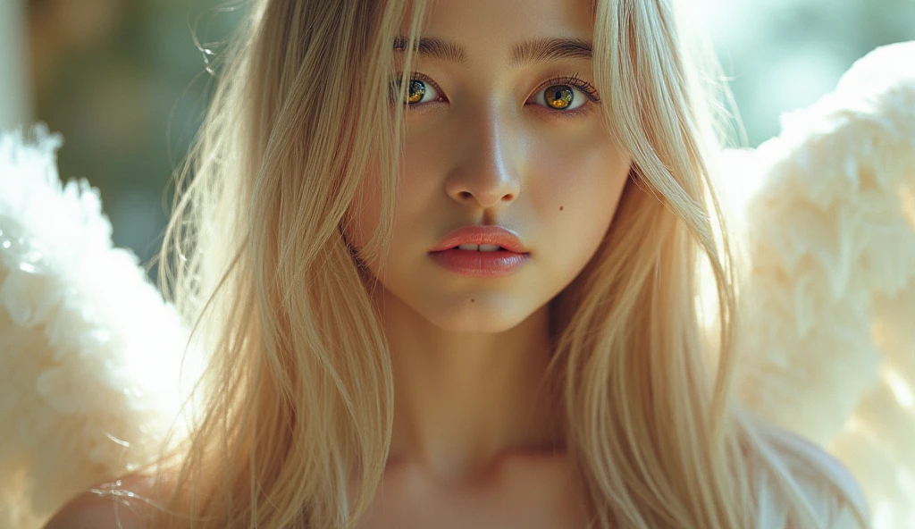 Anime woman with long blond hair and angel wings, 完璧なWhite Hair Girl ...