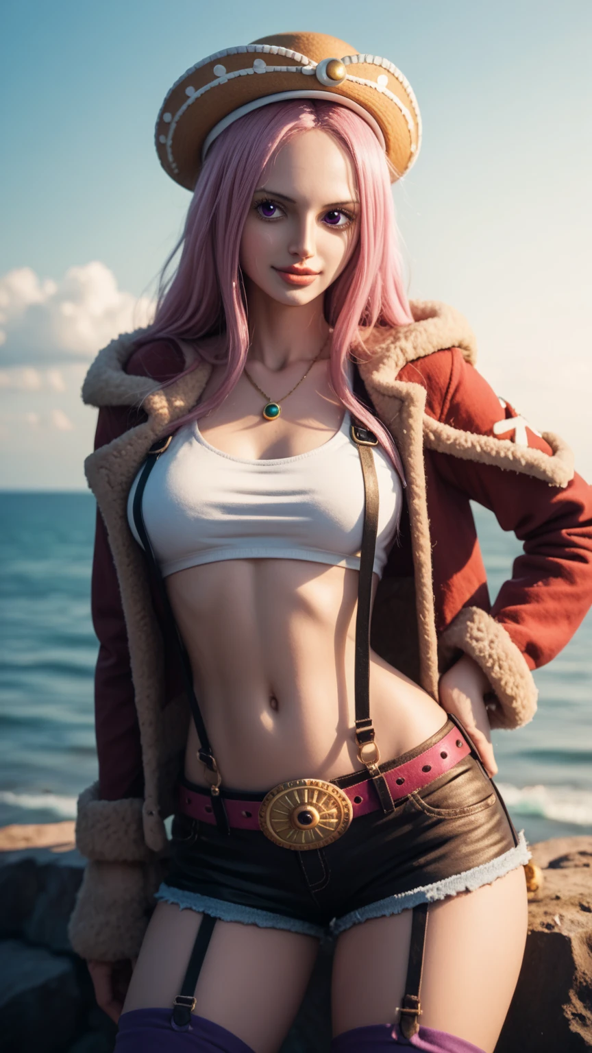 biatiful girl,pink hair,red dress,red pants,big breats,realistic art,very detailed