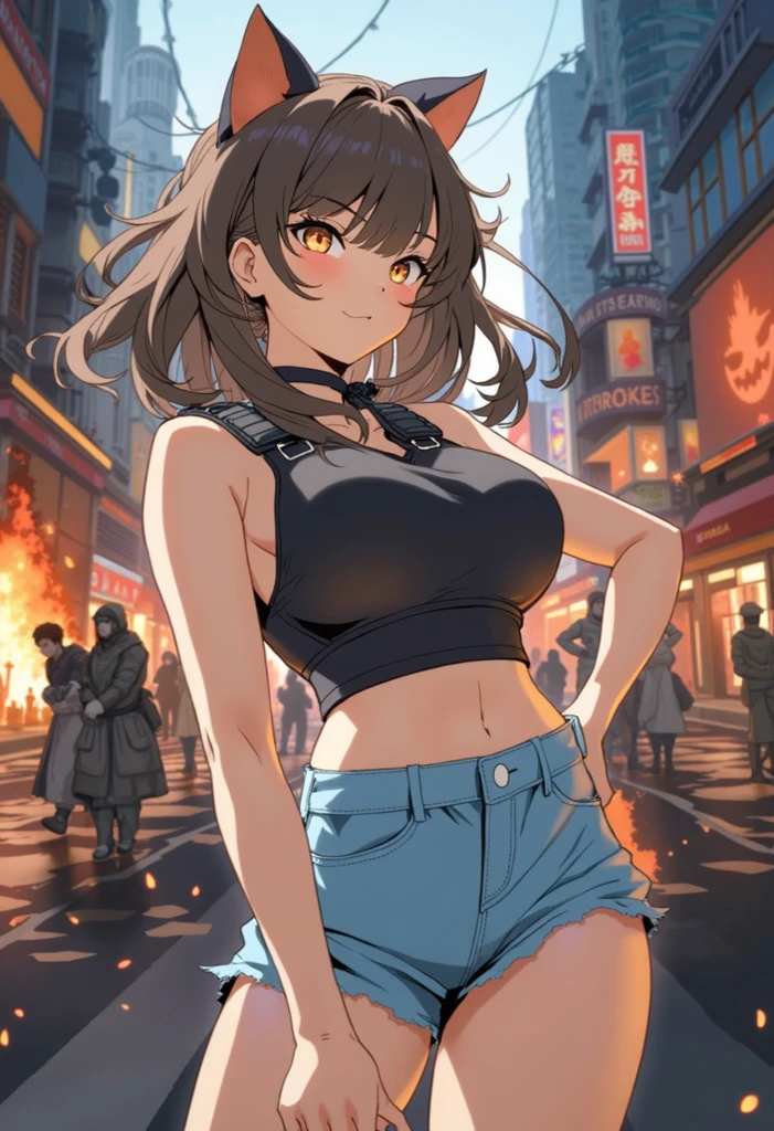 Anime illustration、highest quality、Fantasy、Alice in Wonderland、plump female knight、Red Hair、English Garden、Xenoblade Chronicles 2、Homura、Big Breasts、Thick legs、Beautiful, shining eyes、smile、Noise Reduction、Have a Buster Sword