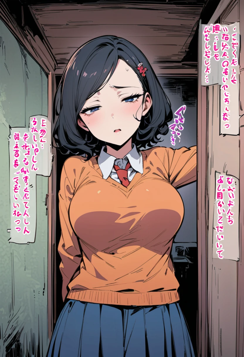 masterpiece, Highest quality, so beautiful, Absurd,
(The subject is one girl, ,Black Hair, Bobcut,Thermont 16A, Glasses, )
(Collared shirt, Flared long skirt、Smiling and sticking out tongue、Armpit Hair、Hair growing under the arms、She is raising her arms to show her armpits to the camera、View your viewers, )White Background, Simple Background,The subject's entire body is captured、NSFW、