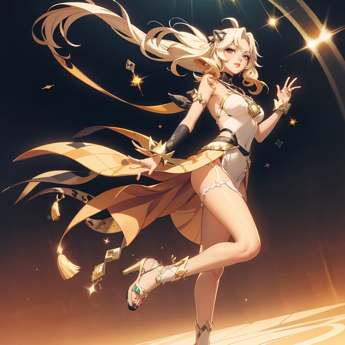 1 girl, solo, young girl, tale-like ambience, zoomed out, spoiled room, very dim lighting, gold flakes flying, almost naked, small breasts, very long silver hair, dressed as an ancient goddess, ray tracing, realistic hands