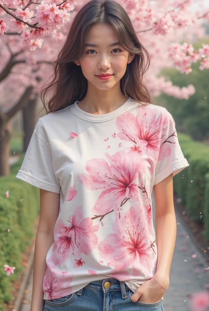 (Highest quality,In 8K,Ultra-high resolution:1.2),(Cute Japanese Girl,20-year-old),(奇跡20-year-old),20-year-oldの奇跡、Kindness、pure love、Spring short sleeves、Gravure photo、Idol Actress