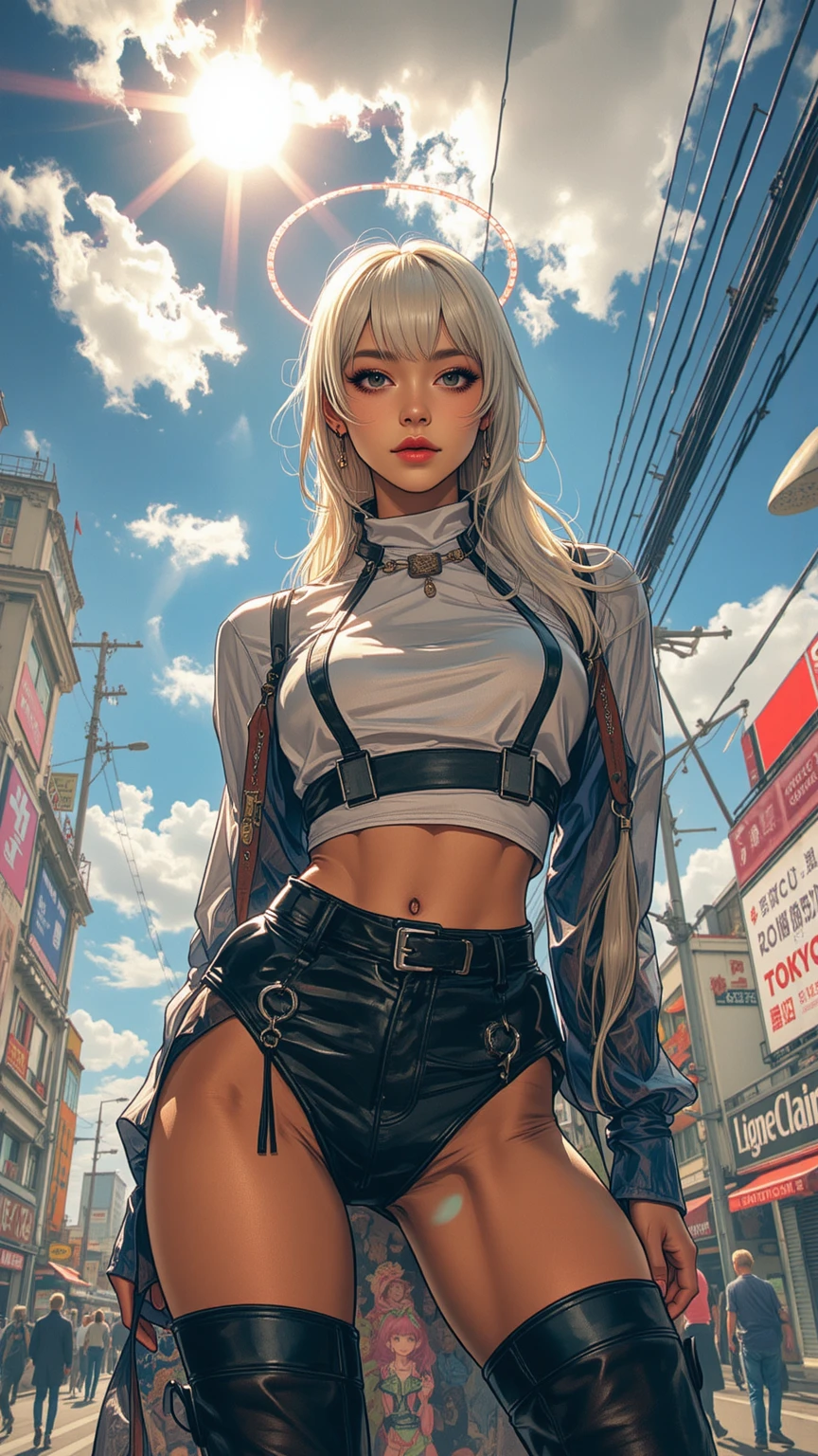 1 girl 20 years old, (cuerpo completo), (action shot), (dynamic  pose), (Una chica enfermera camisa blanca lisa y falda muy corta roja), en la calle, rascacielos, (Lindo peinado Loose Bob), cuerpo tonificado, eyes symmetrical, (Cara bellamente detallada, hermosos ojos detallados), Dramatic lighting, (Foto realism:1. 4), realista, foco nítido, Disco duro, Altamente complejo, intrincado, Cinematographer, Hiperrealismo, Hiperrealista, Trazado de rayos, Physics-based rendering, ((8k, Foto RAW, Obra maestra), Foto en color RAW de alto detalle, (highest qualityr), (Mejor sombra), (best  illustration), ultrahigh resolution, Fondos de pantalla CG unificados 8K altamente detallados), Rim Lighting, color vivo, Post-procesamiento, Vibrante, Color Grading,