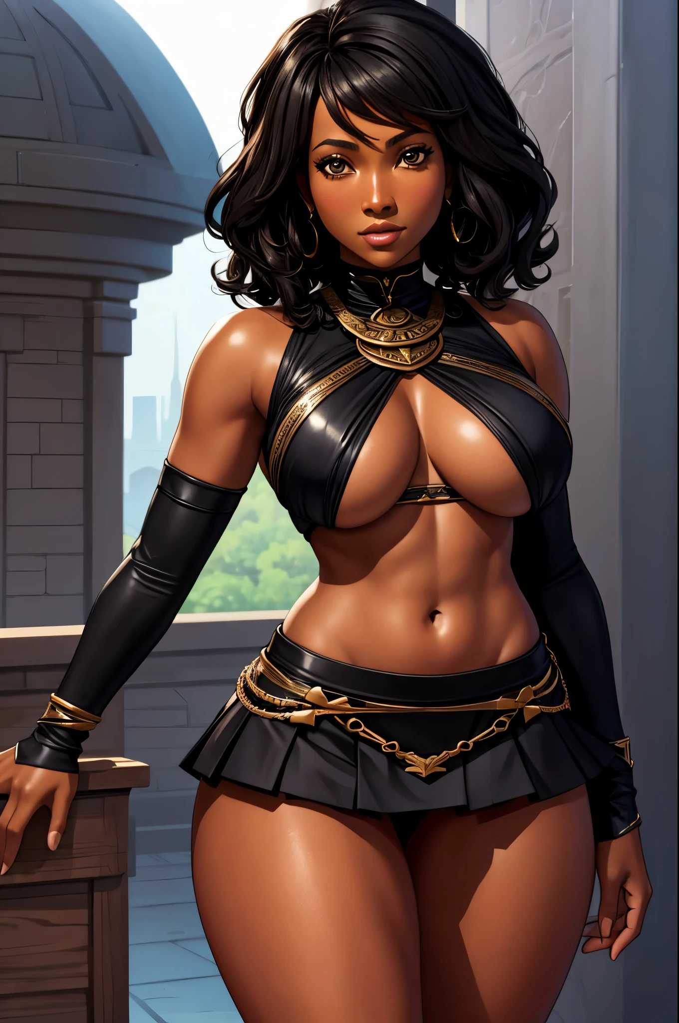 A black American with her pointed nose with her beautiful posterior and bulging breasts Elegant as an influencer