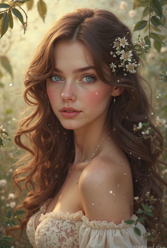 Franziska Blei is 29 and very close to nature and spiritual. It reminds us of the hippies of the 60s. Soft flowing cuts, Floral patterns and pearls in the hair