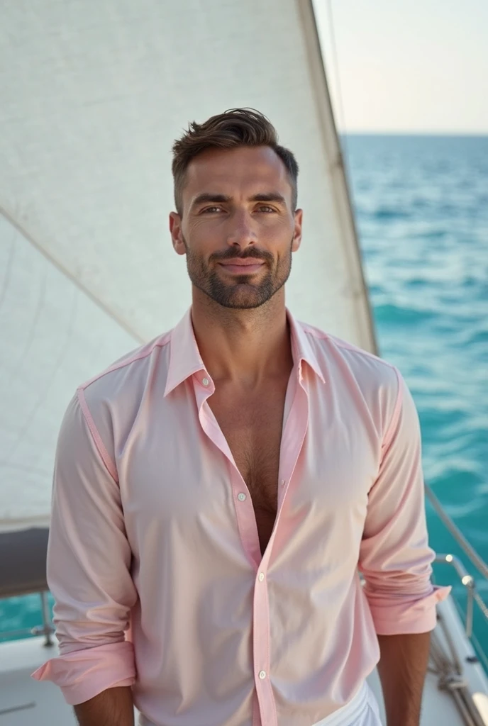 (realistic photography,8k,best quality,ultra-detailed)Handsome blonde man, stunning features, piercing blue eyes, stylish haircut, perfectly groomed beard and mustache, confident smile, captivating gaze, fit and muscular physique, wearing a tailored suit with a crisp white shirt and a designer wristwatch, standing against a breathtaking natural landscape, golden sunlight illuminating his chiseled face, creating a striking contrast between his features and the vibrant colors of the surroundings. The image exudes a sense of sophistication, elegance, and timeless charm. The composition showcases the man's natural beauty and radiates a confident aura, capturing a single moment frozen in time. The impeccable details and sharp focus emphasize the high-resolution quality of the photograph, which transports the viewer into a world of stunning realism and captures the essence of the handsome man's captivating presence.