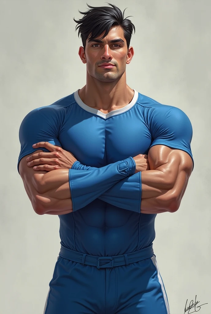 Muscular uncle with strong chest and gray transparent tights 