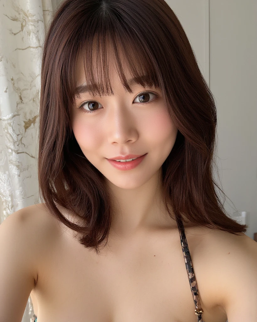 nsfw, (complete nakedness:1.4), huge pubic hair, (selfie shot:2), 1girl, {breast focus:1.4}, breasts, cleavage, (close-up:breast), collarbone, denim, jewelry,navel, solo,(from above),(small breasts:1.3), Top quality, 1 beautiful Japanese woman, teen,high ,(18 years old),bob cut, (brown hair:1.2), Ultra-realistic capture, Highly detailed, High resolution 16k close-up of human skin. Skin texture must be natural, With such detail that pores can be finely identified. Skin should look healthy, In a uniform tone. Use natural light and color,