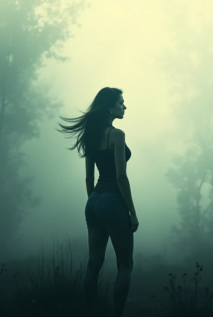 A shadowy silhouette of a naked long-haired woman in a misty forest, black and white photo, full body view, from behind, (masterpiece:1.2), (best quality:1.2), newest, ai-generated, ultra-detailed, best shadow, detailed background, high contrast, (best illumination, an extremely delicate and beautiful), ((cinematic light)), hyper detail, dramatic light, intricate details, 8k, anime, very aesthetic, photorealistic,