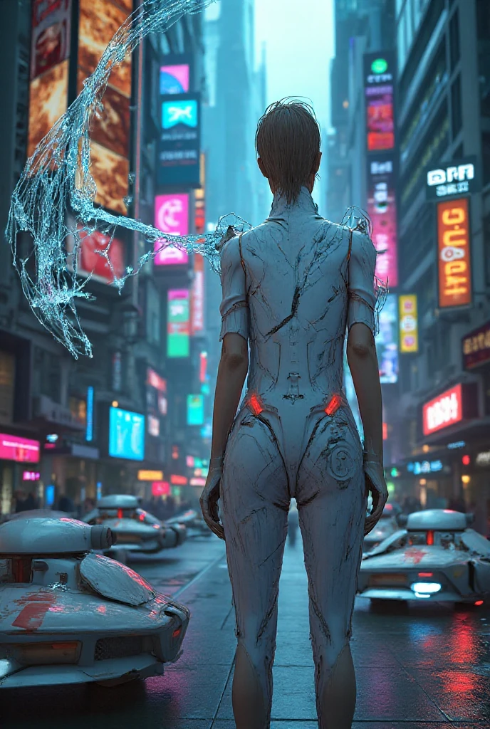 il y a une femme qui se tient sur un balcon avec une horloge, Style cyberpunk ， hyperrealistic, dans la ville cyberpunk, dans une ville cyberpunk, body cyberpunk, hyper-realistic Style cyberpunk, Cyberpunk aesthetic, style like a ghost in the shell, style artistique cyberpunk, dans une ville cyberpunk futuriste, belle fille cyberpunk, ultrarealistic cyberpunk art 8k, photo cyberpunk, Cyberpunk Hiroshima