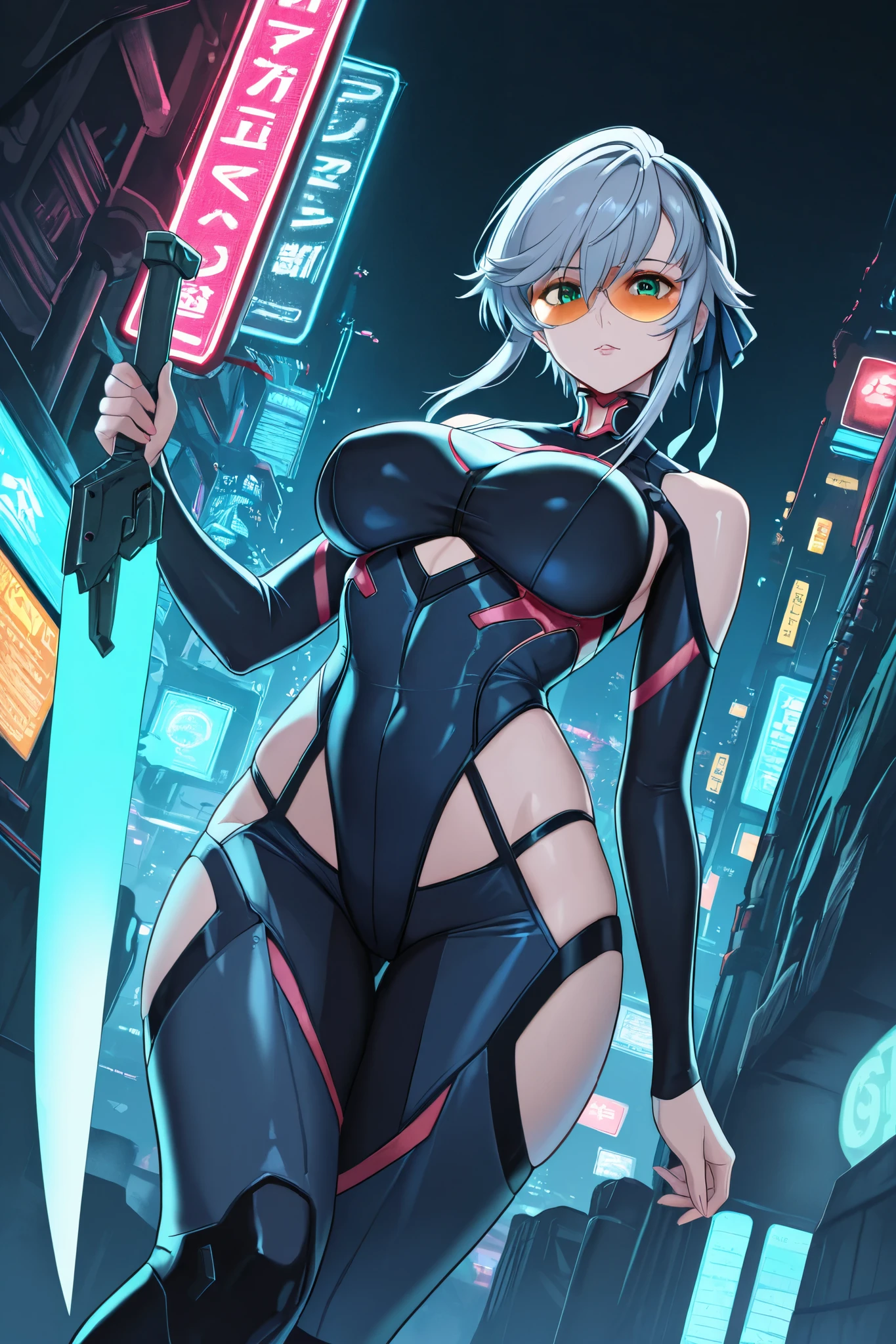 Beautiful figure (Proper Anatopy 1.1.), in full height (Body Full 1.1), Slim, Slender figure, shapely legs, Anime style, white colored hair, Bob hairstyle, Very detailed face, Very beautiful face, in full height,, Beautiful slim figure, femininity,masterpiece, Lucy, cyberpunk edgerunners, showing armpits and pussy half naked.