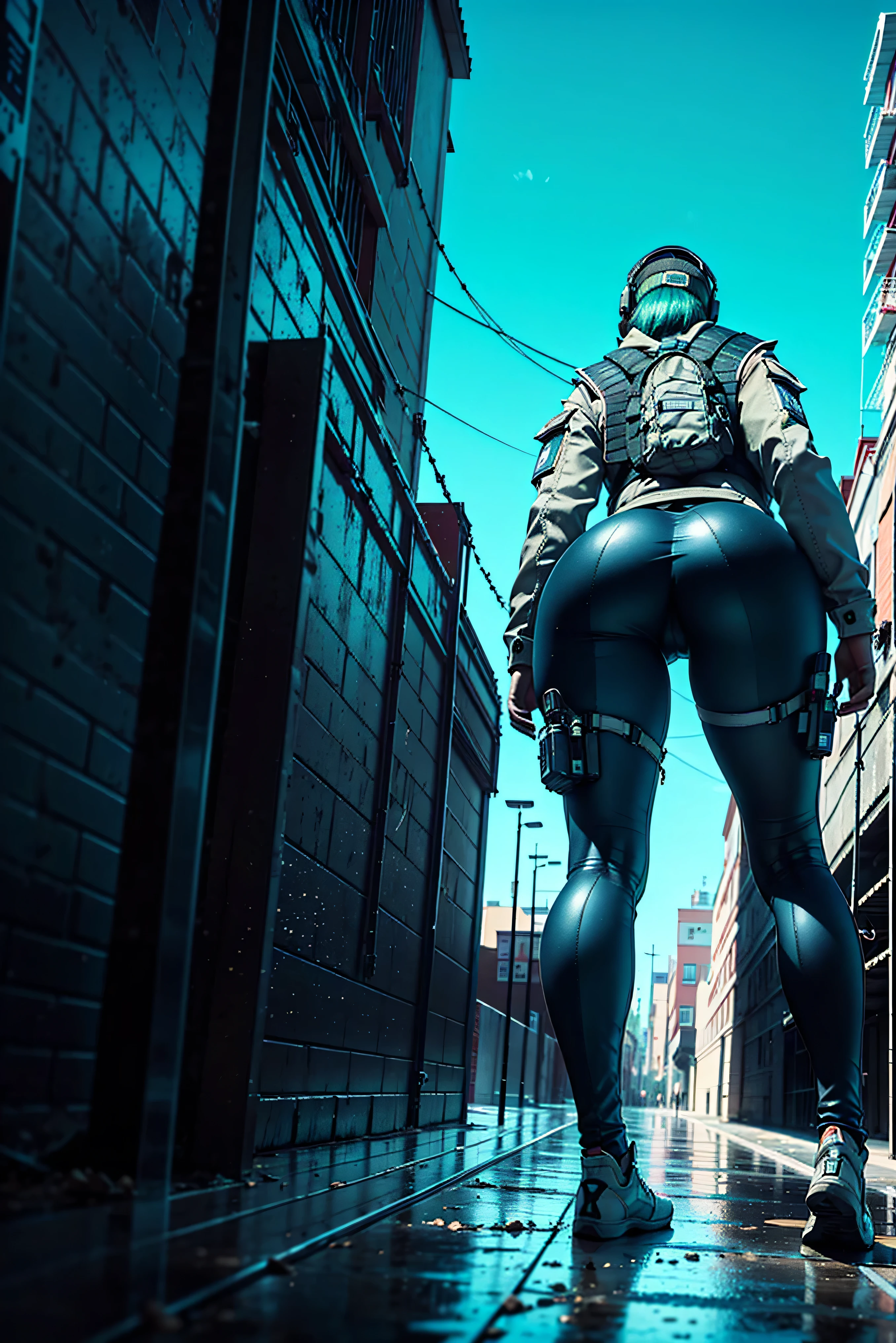 8K image has (Rainbow Six Siege)
, disguising, Alone, Green hair, bag ظهر, shoes, has , glasses, glasses on headwear, has , looks at the viewer, jacket, I stumbled, bag, short hair , Headphone, blue eyes, disguising jacket, gloves, bag الخصر, I stumbled down, thigh bag الخصر, wireless antenna, Military, Headphones, legingole object)), piercing eyes, looks at the viewer, Dynamic posture, ((construction site background الضخمة :1.0), looks back, ( huge ass :1.4)
, best quality, (Very realistic:1.2), looks at the viewer, . The film's grains, construction site scene, construction site background, ruins, low angle
, Dark scene , Edge Lighting , two-color lighting, dimly lit, Low-level HDR,