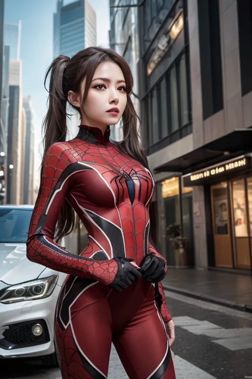 ((masterpiece)),(((最high quality))),thin太もも,Long legs,whole body:1.5,1 Girl,A woman wearing a spider girl costume fights、Childish face and appearance、Damaged by countless mechanical tentacles.,Gravure idol level cuteness,short hair that shows the forehead,Accurately drawn faces,Sweaty skin,thin,Anatomically correct,Perfect proportions,Accurate Fingers,Battle scenes with active poses and angles,mechanical tentacles wrap around your arm.,Spider girl costume that is very thin and fits the body,place々Clothes are torn and skin is visible.,countless mechanical tentacles,In a skyscraper at night,masterpiece,high quality,Spider systems are widespread:1.5,