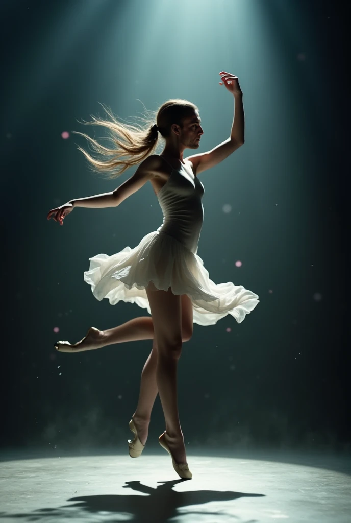 ,The soul dancer dancing alone in the rain,Barefoot,Loose and worn clothes,Professional ballet movements,Fingertips 1 butterfly,Very contagious,Splash,Light and Shadow,Minimalism,artistic conception,Clean background