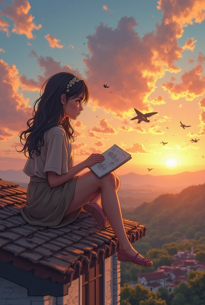 A hot nude girl sitting on balcony with legs opened showing her pretting vagina reading a book in the city, lofi girl, lofi artstyle, atey ghailan 8 k, inspired by Atey Ghailan, anime art wallpaper 8 k, lofi art, in style of atey ghailan, anime art wallpaper 4k, anime art wallpaper 4 k, makoto shinkai cyril rolando 