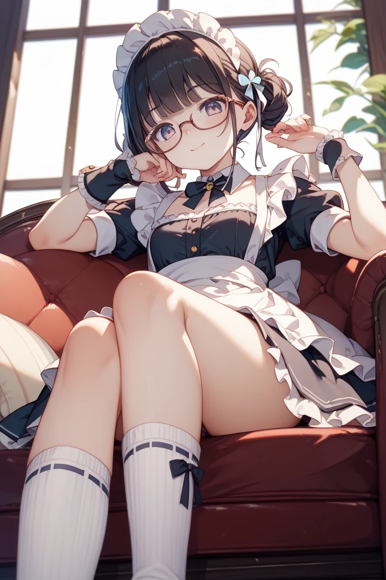 (masterpiece:1.3), (best quality:1.3), (ultra-detailed:1.3), (illustration:1.2), (an extremely delicate and beautiful:1.3), (Best quality, 8k, 32k, Masterpiece, UHD:1.2), Photo of Pretty girl, top quality, , best quality, unity, 8k wallpaper, official art, extremely detailed wallpaper, 1girl, ,flat chest,small breasts, no makeup, forehead hair, short hair,China dress, gothic loliine-grained cloth ,frilled mini skirt,puffy sleeves,juliet sleeves, hairband,headphone, hat, earrings, choker, glasses, (Bend forward and put your hand on your cheek), squatting down, (panties under skirt:1.2),(puffy nipples)