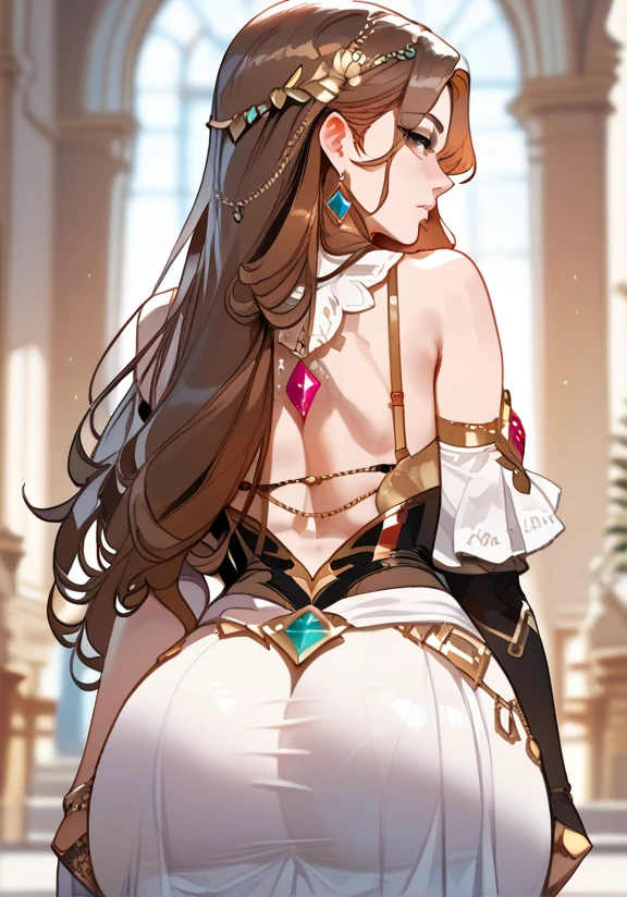(masterpiece), (Best Quality), (ultra-detail),(disheveled hair),(Illustration), (1 cute girl), (Fashionable clothing), Standing, open stance, Fashion Model, Looking at Viewer, (interview), (vip room),Beautiful detailed eyes, Delicate beautiful face, Smile, (Shining), Focus on Face, Ponytail, (blond), Bangs, (hairaccessories), (Delicate and beautiful very see-through made dress and mini skirt :1.4), The best lighting, Best Shadow, (Stand ??????:1.4), (Delicate and beautiful embroidered lace panty show through:1.3), cleavage, (???????, From below, from behind:1.6), ( thighhighs), (Cowboy Shot:1.4),