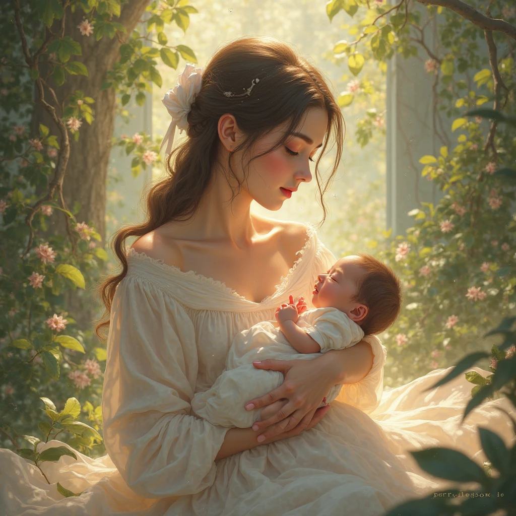 A model woman and there baby girl , warning Apple fruits dress, background devil