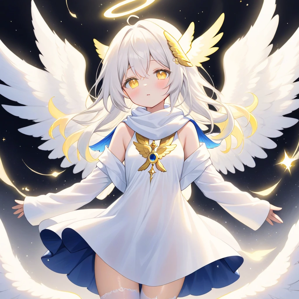 (((1girl))), ((best quality)), ((masterpiece)), ((ultra-detailed)), (illustration), (detailed light), (an extremely delicate and beautiful), (beautiful detailed eyes), (sunlight), ((extremely light)), 

((((elegant and adorable angelic wedding dress)))),
school girl,

wavy short manish bob, (((yellow gold hair))), (((short hair))), 
(((deep red eyes))), 

(((angelic clothes))), (((((angel wings))))), (((angel halo))),

((whole body)), aged 14 to 17, 
diamond, beautiful, ((extra elegant)), (((condescending expression))), (sexually mischievous smile),  (((extra adorable))), (((extra slender shape))), 

(((((sitting on her knees on the magic circle))))), 

((((exposed white and pearl whity gold panties)))), (((extraordinarily thin thighs)))