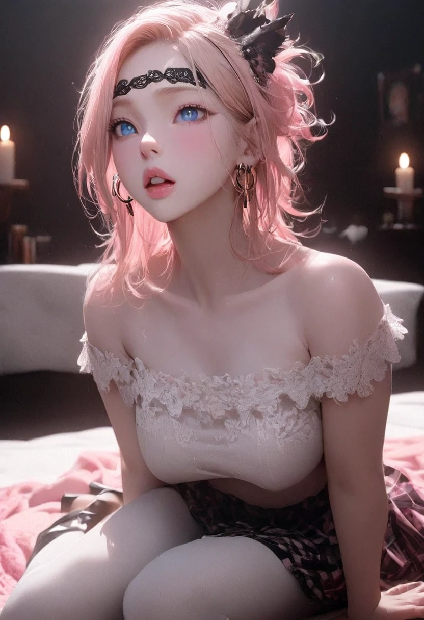 ((1girl, solo ,alone)), ((solo, 1woman, ((neferpitou, cat tail, short white hair, short messy hair, cat ears, red eyes, small bust)), woman, lipstick), Extremely detailed, ambient soft lighting, 4k, perfect eyes, a perfect face, perfect lighting, a 1girl)), ((solo, (1woman, lipstick), Extremely detailed, ambient soft lighting, 4k, perfect eyes, a perfect face, perfect lighting, a 1girl)), , ((fitness,, shapely body, athletic body, toned body)), (( pink dress, sitting in the throne, legs crossed,