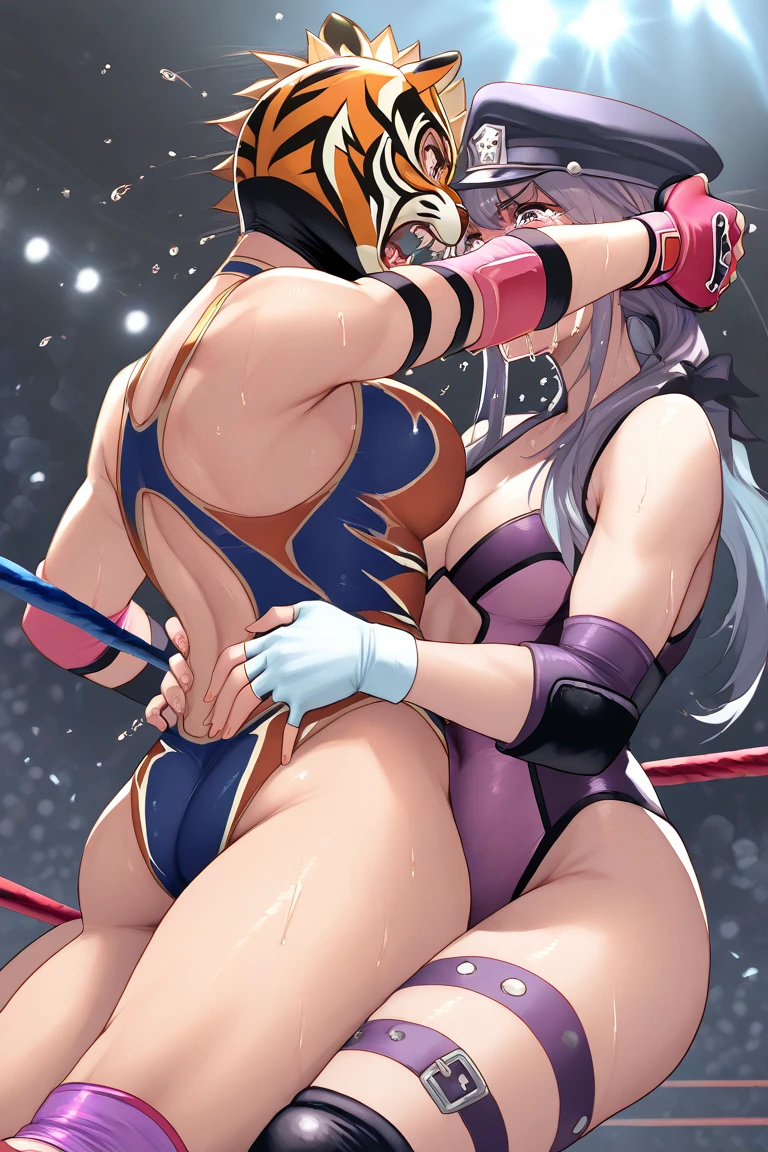 (((masterpiece))),(((best quality))),(ultra-detailed,high resolution:1.2),(illustration),((an extremely delicate and beautiful)),(detailed background), sex,sex from behind, 1man hold head, ((((girl lying face down on wrestling ring)))), (wrestling ring),((1girl)and(1shota boy)), hetero, (1girl), ((((Keqing/(genshin impact/)))),official alternate costume, (slender body:1.4), (large breasts),pale skin,shiny skin, headband, hair ornament, jacket, dress, (rolling eyes,ahegao:1.4),(trembling), (cum on clothes,cum on body,excessive cum:1.4),cum facial,bukkake,cum on hair, clothing aside, clothed, ((((1shota boy,short stature)))),((hair)),large penis,dark-skinned shota boy,interracial,