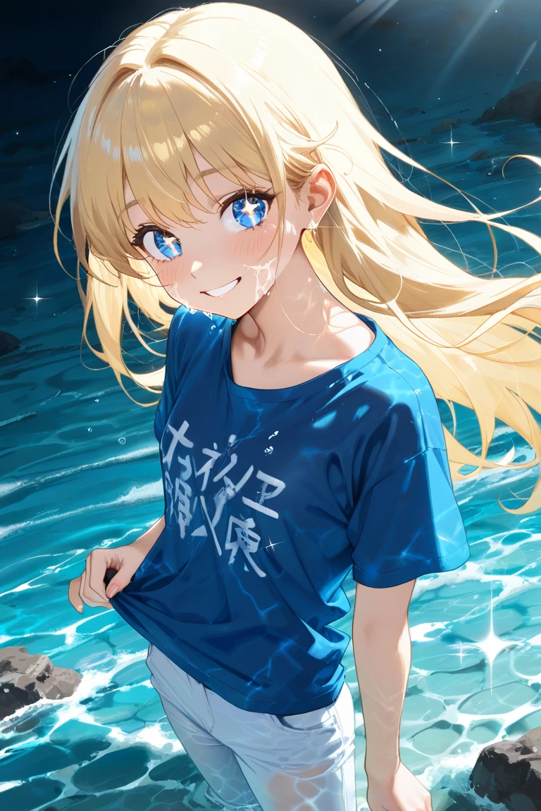 Two-dimensional ,blonde with blue eyes