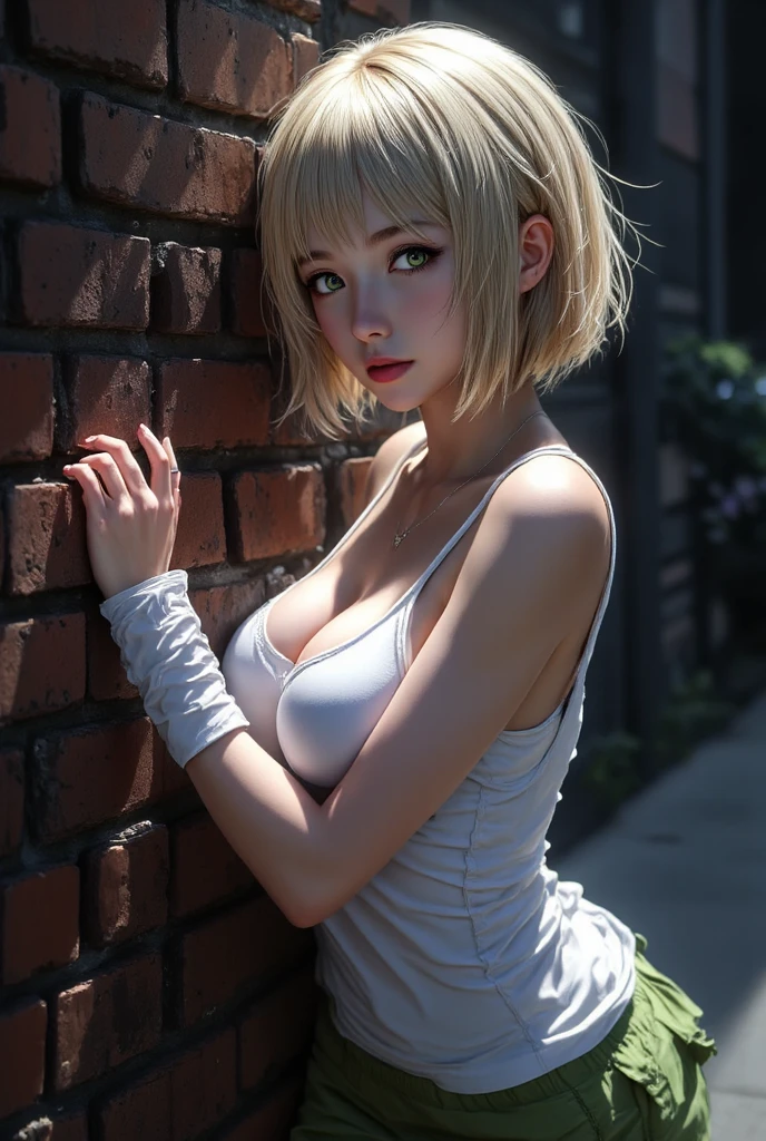 highest quality、4K quality、lean against the wall、Beautiful cleavage、Beautiful Style、tall、Small breasts、Bare buttocks、Small Ass、Shy face、20 year old blonde princess、Bare shoulders、My skirt is blown up by the wind、ultra detail eye,、casual dresy whole body is wet、Small face、Soft skin quality、Hands touch the chest