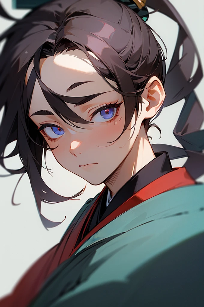 masterpiece,best quality,absurdres,1boy,upper body,portrait,dynamic_angle,rim light,high saturation,looking_at_screen,masterpiece,best quality,Tanjiro,kimono,<lora:20231129-1701252272766-0002:0.8>,, masterpiece, best quality,