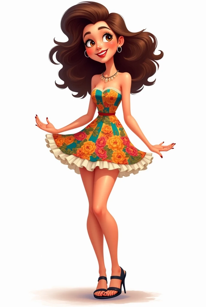 cartoon girl in a floral dress posing for a picture, beautiful digital illustration, beautiful retro art, stunning character art, beautiful character painting, 3d render stylized, beautiful digital artwork, 🌺 cgsociety