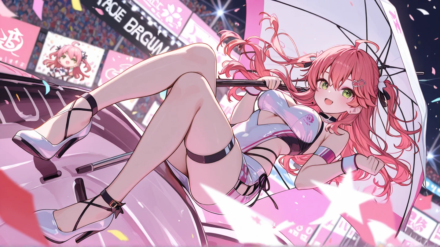 pink hair girl with futuristic bikini